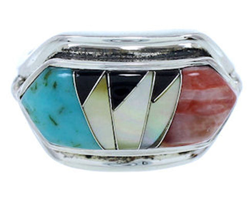 Southwest Multicolor Silver Ring Size 7-1/2 YS72309